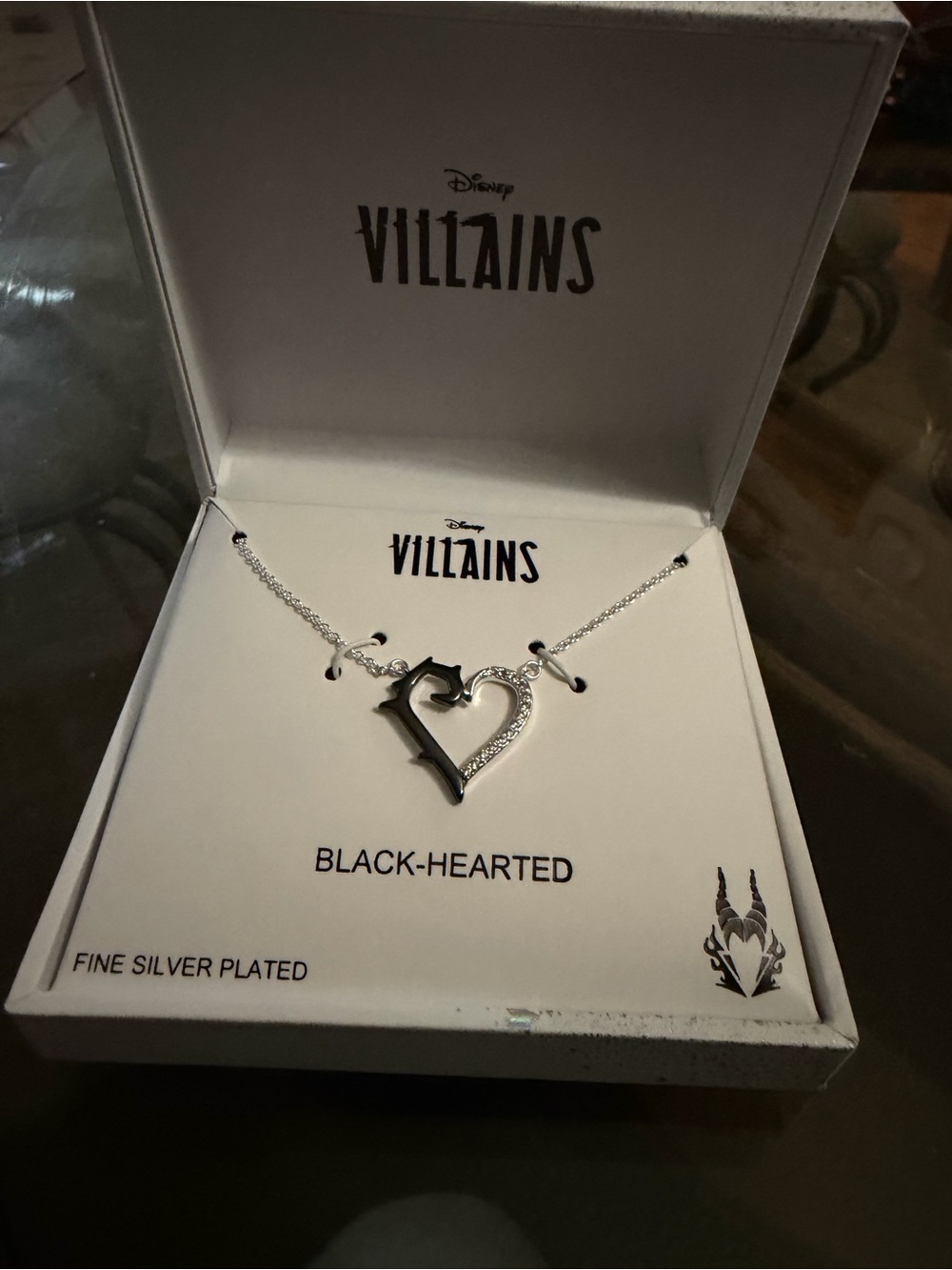 Disney Villains 'Black-Hearted' Silver & Black Heart Pendant Necklace